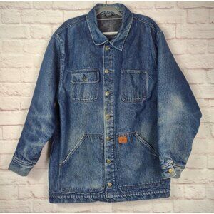 Prsn Blu Denim Chore Jacket Prison Barn Wool Blanket Lined Denim No Size Tag